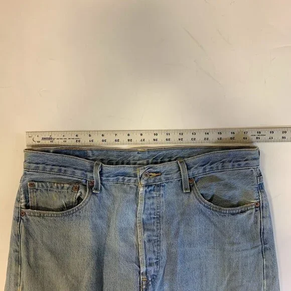Levi's Men's Classic 501 Cotton Straight Leg Button Fly Distressed Jeans Size 35 - Picture 12 of 15